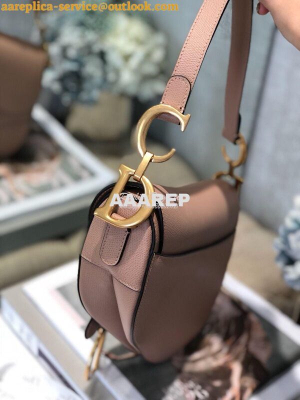 Replica Dior Saddle Bag in Grained Calfskin Nude Pink 9