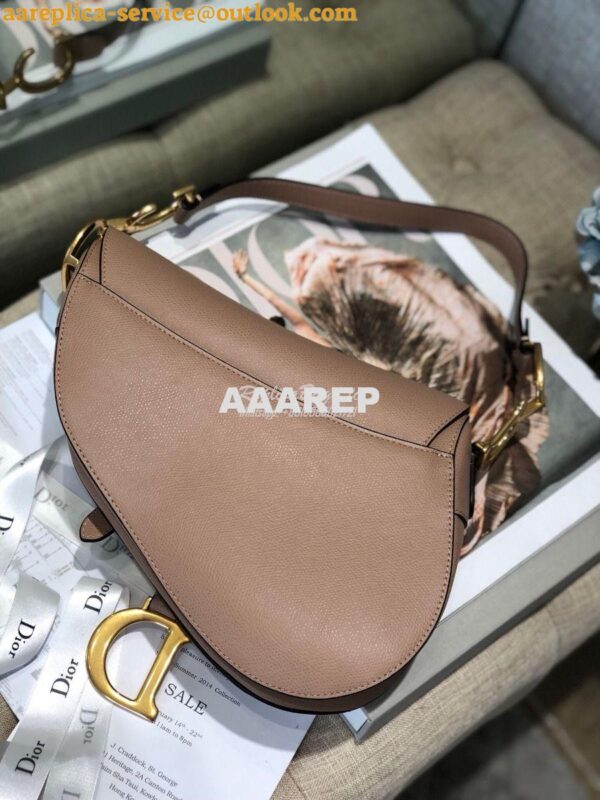 Replica Dior Saddle Bag in Grained Calfskin Nude Pink 11