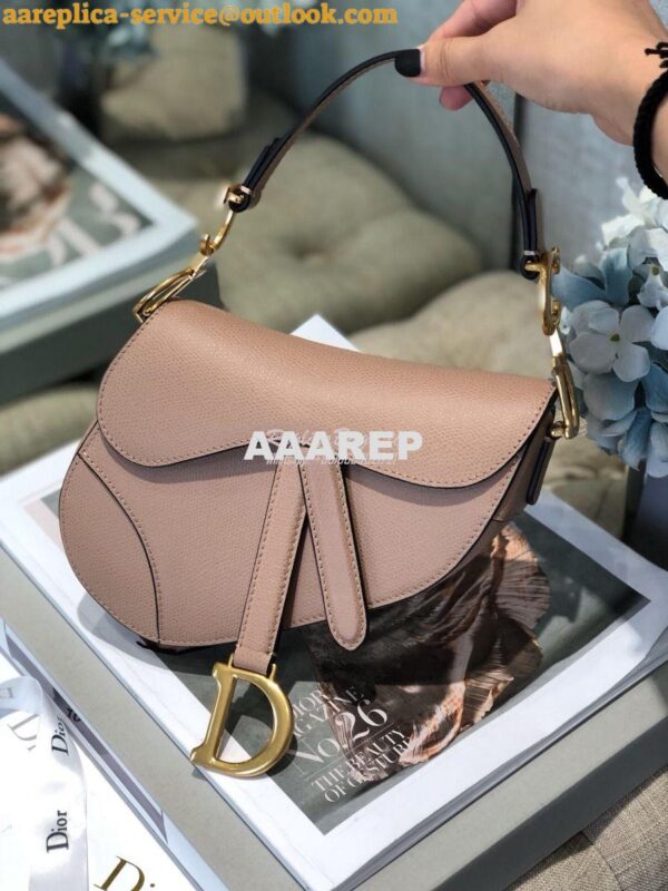 Replica Dior Saddle Bag in Grained Calfskin Nude Pink 15