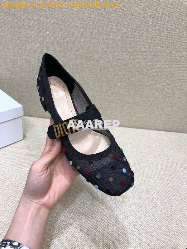 Replica Dior Mary Jane Ballet Pump in Black w MC Plumetis KCB651 3