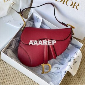 Replica Dior Saddle Bag in Grained Calfskin Red