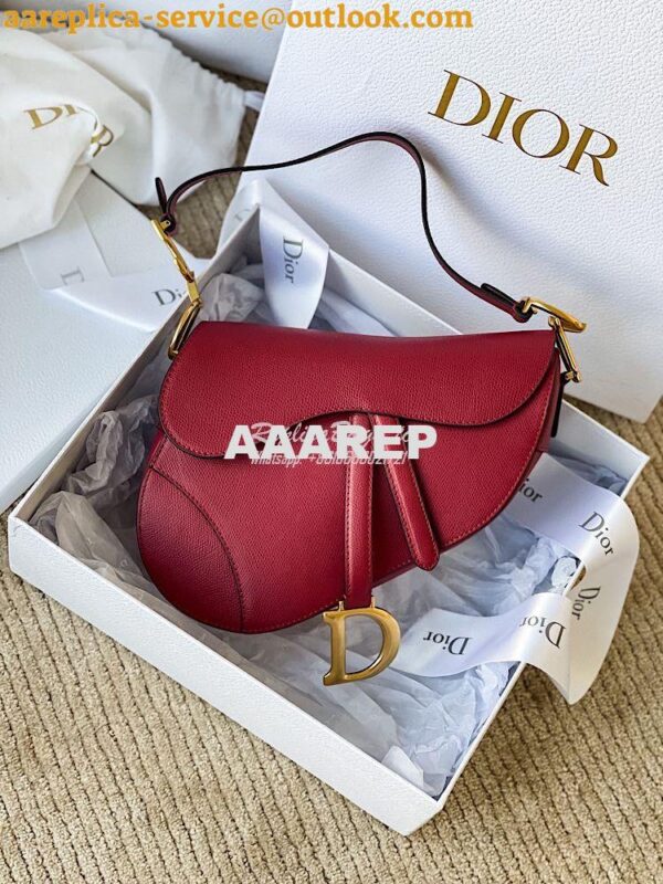 Replica Dior Saddle Bag in Grained Calfskin Red 3