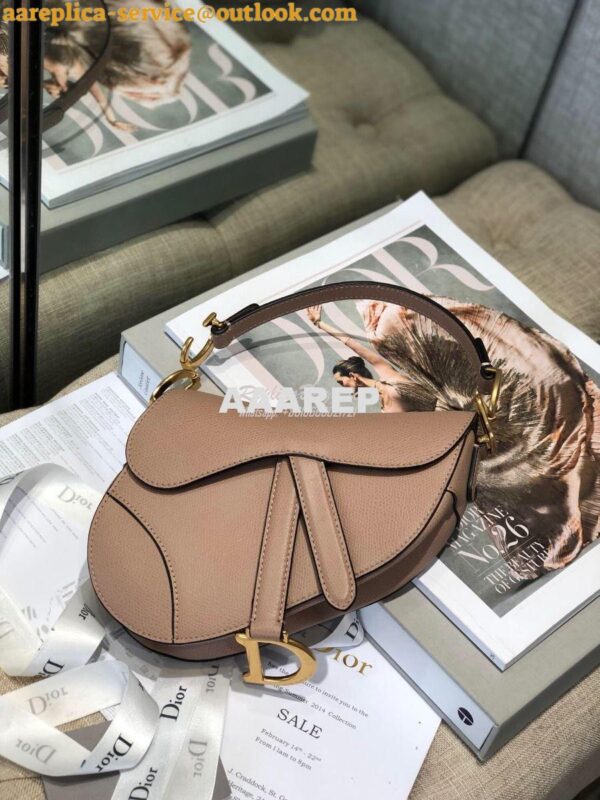 Replica Dior Saddle Bag in Grained Calfskin Nude Pink 17