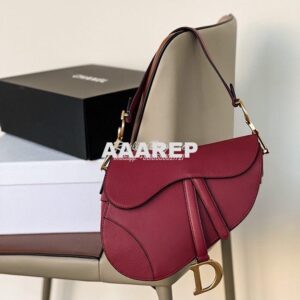 Replica Dior Saddle Bag in Grained Calfskin Red 2