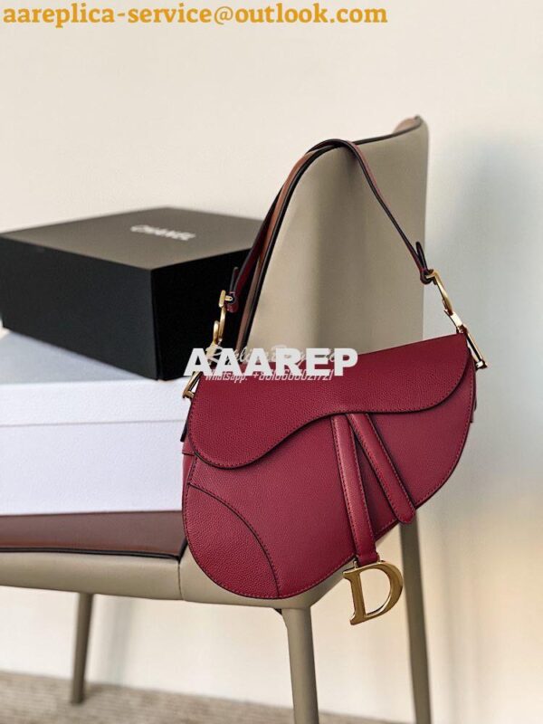 Replica Dior Saddle Bag in Grained Calfskin Red 4