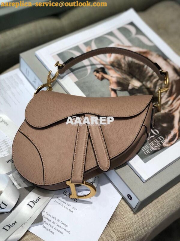 Replica Dior Saddle Bag in Grained Calfskin Nude Pink 18