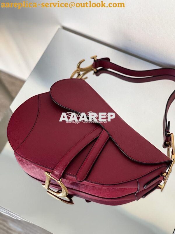 Replica Dior Saddle Bag in Grained Calfskin Red 5