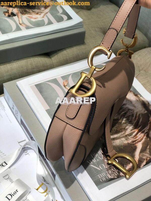 Replica Dior Saddle Bag in Grained Calfskin Nude Pink 19