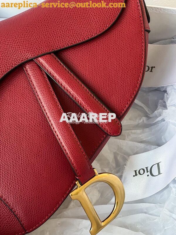 Replica Dior Saddle Bag in Grained Calfskin Red 6