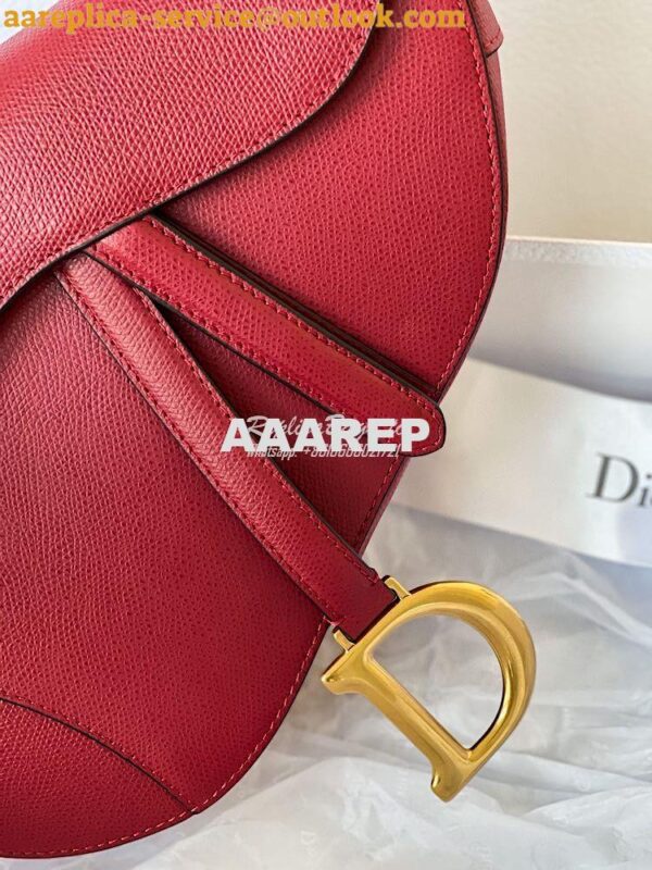 Replica Dior Saddle Bag in Grained Calfskin Red 8