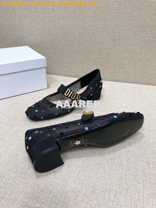 Replica Dior Mary Jane Ballet Pump in Black w MC Plumetis KCB651 8