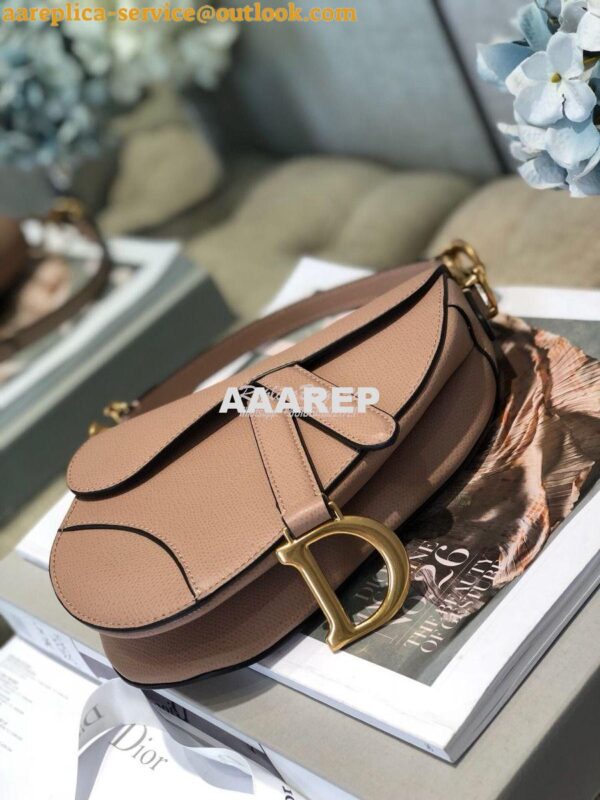 Replica Dior Saddle Bag in Grained Calfskin Nude Pink 23