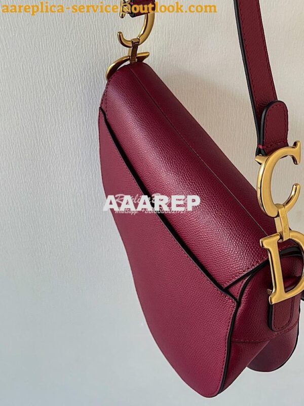 Replica Dior Saddle Bag in Grained Calfskin Red 13