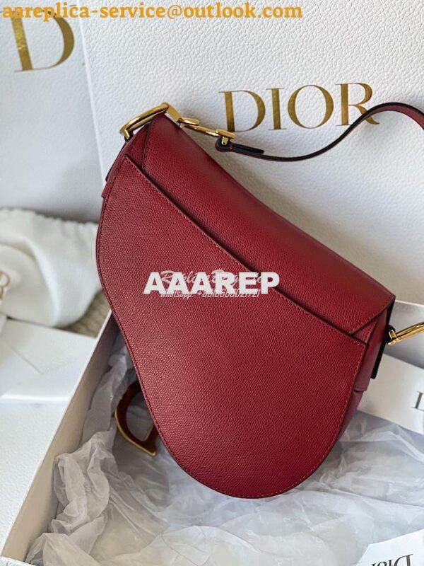 Replica Dior Saddle Bag in Grained Calfskin Red 14