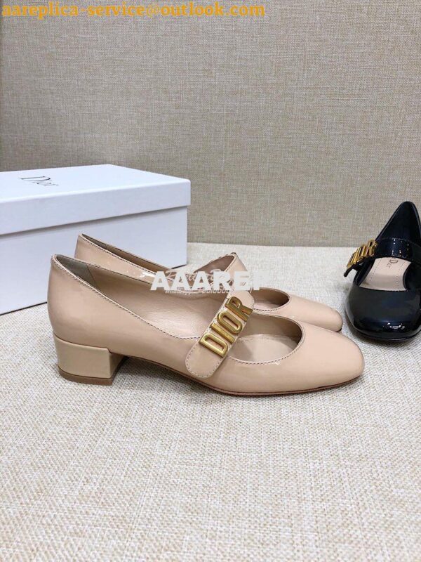 Replica Dior Mary Jane Ballet Pump Patent Calfskin KCB651 Beige 5