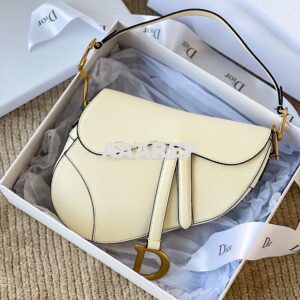 Replica Dior Saddle Bag in Grained Calfskin White