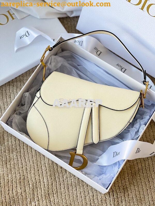 Replica Dior Saddle Bag in Grained Calfskin White 3