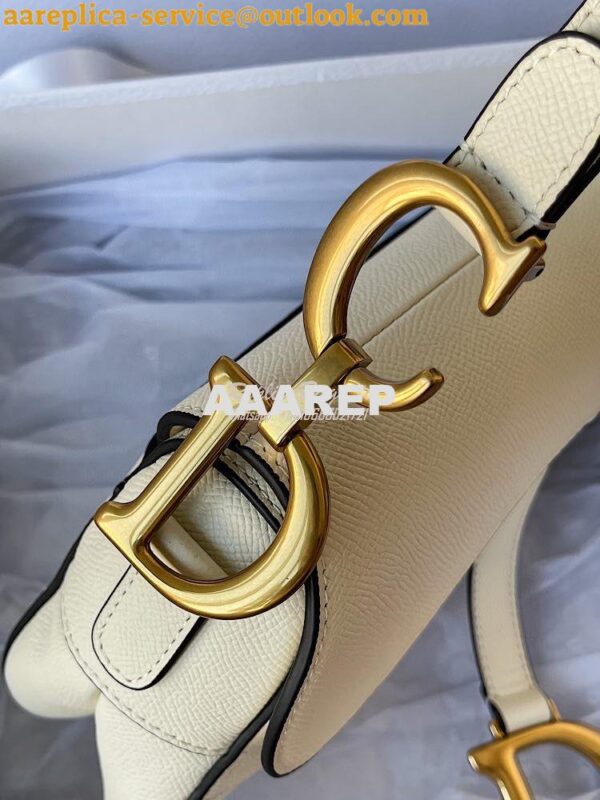 Replica Dior Saddle Bag in Grained Calfskin White 6