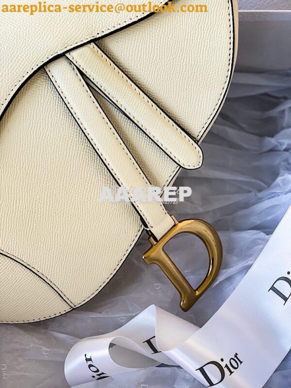 Replica Dior Saddle Bag in Grained Calfskin White 8