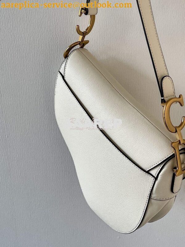 Replica Dior Saddle Bag in Grained Calfskin White 12