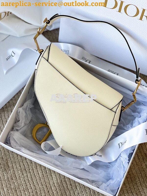 Replica Dior Saddle Bag in Grained Calfskin White 13