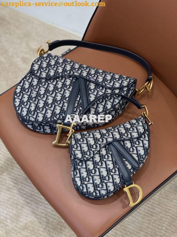 Replica Dior Saddle Bag in Oblique Jacquard Canvas Blue 3