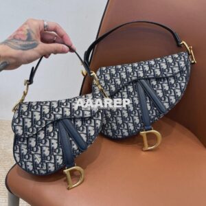 Replica Dior Saddle Bag in Oblique Jacquard Canvas Blue 2