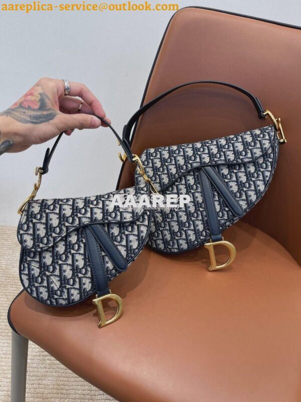 Replica Dior Saddle Bag in Oblique Jacquard Canvas Blue 4