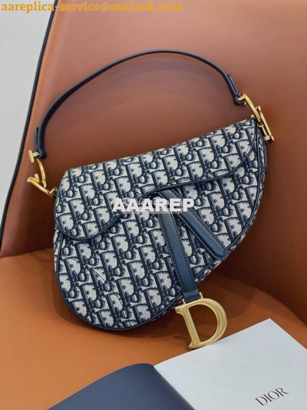 Replica Dior Saddle Bag in Oblique Jacquard Canvas Blue 5