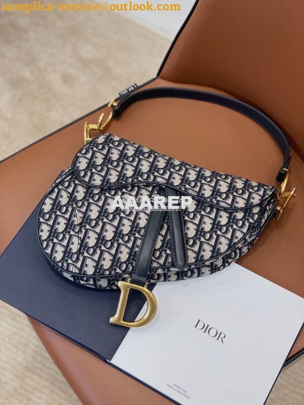 Replica Dior Saddle Bag in Oblique Jacquard Canvas Blue 6