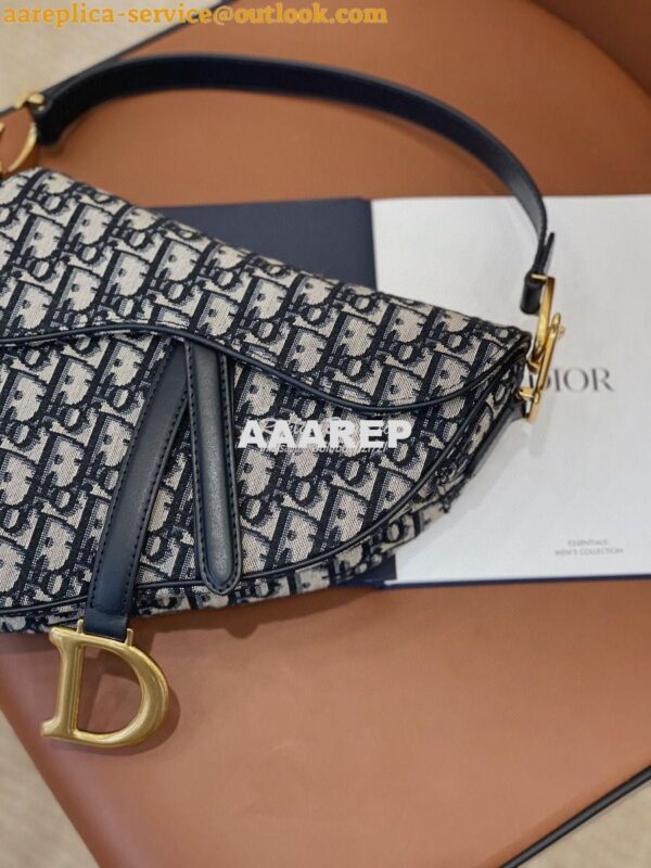 Replica Dior Saddle Bag in Oblique Jacquard Canvas Blue 7