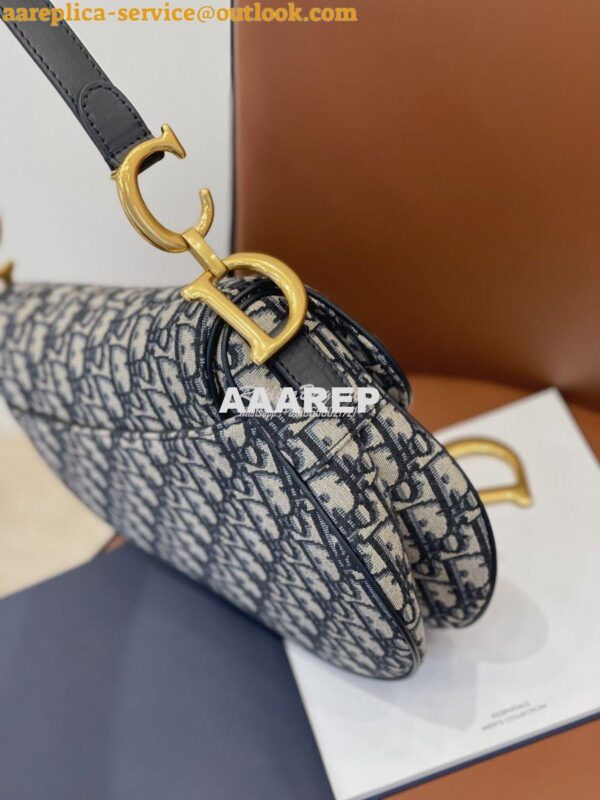 Replica Dior Saddle Bag in Oblique Jacquard Canvas Blue 9