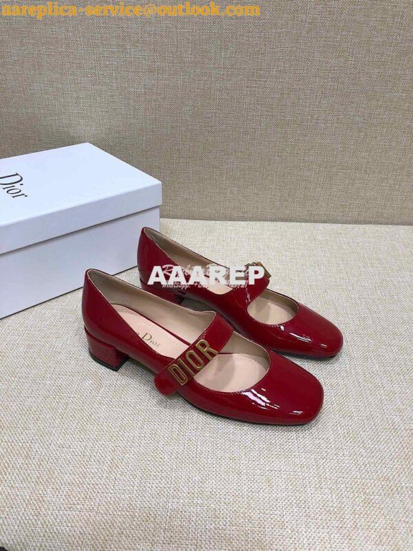 Replica Dior Mary Jane Ballet Pump Patent Calfskin KCB651 Red 3