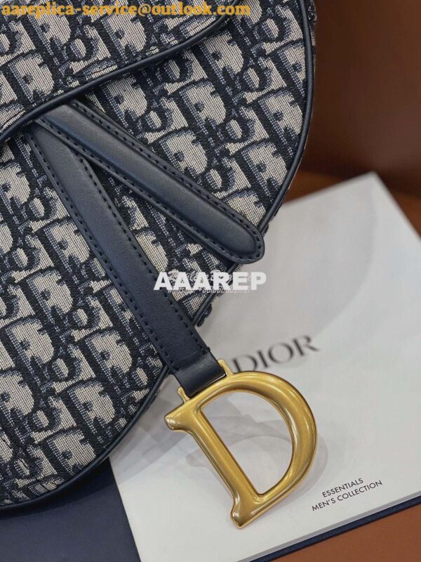 Replica Dior Saddle Bag in Oblique Jacquard Canvas Blue 10