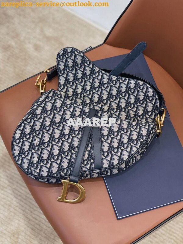 Replica Dior Saddle Bag in Oblique Jacquard Canvas Blue 12