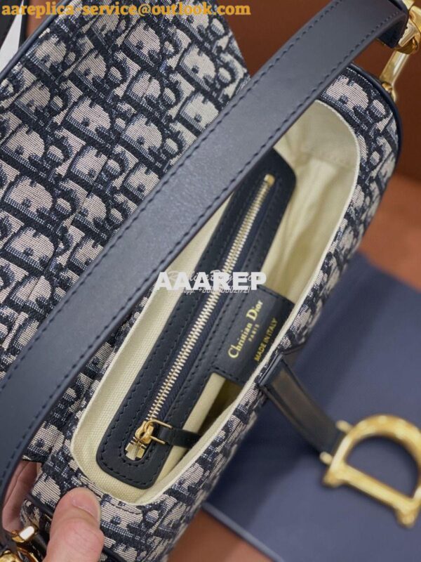 Replica Dior Saddle Bag in Oblique Jacquard Canvas Blue 13