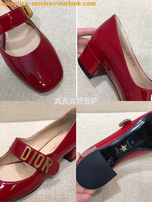 Replica Dior Mary Jane Ballet Pump Patent Calfskin KCB651 Red 7