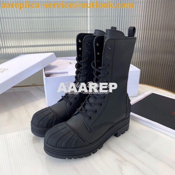 Replica Dior Iron Ankle Boot Black Rubber and Calfskin KDI648L 7