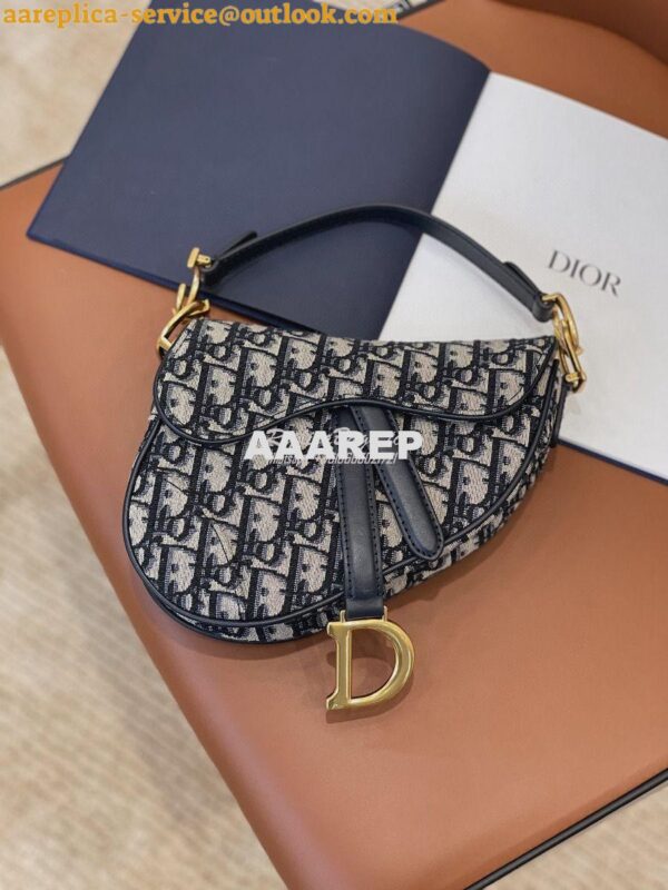 Replica Dior Saddle Bag in Oblique Jacquard Canvas Blue 16