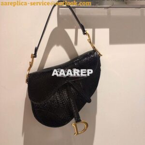 Replica Dior Saddle Bag in Python Leather Black