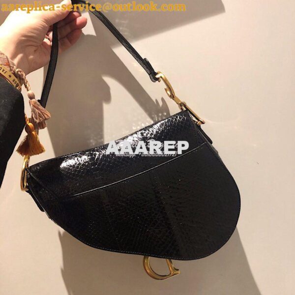 Replica Dior Saddle Bag in Python Leather Black 7