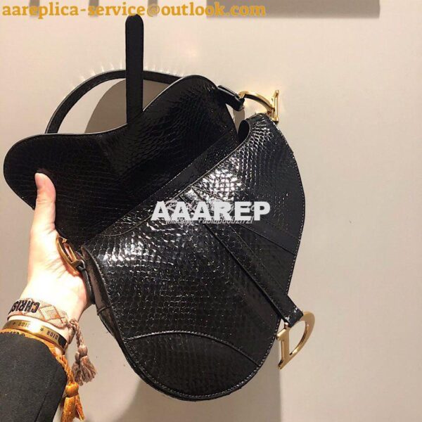 Replica Dior Saddle Bag in Python Leather Black 8