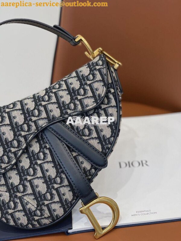 Replica Dior Saddle Bag in Oblique Jacquard Canvas Blue 21