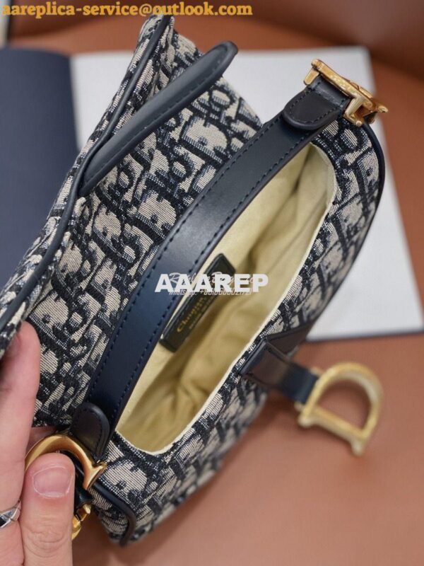 Replica Dior Saddle Bag in Oblique Jacquard Canvas Blue 23