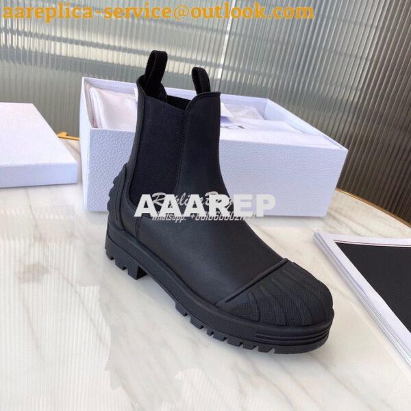 Replica Dior Iron Ankle Boot in Black Rubber and Calfskin KDI646 8