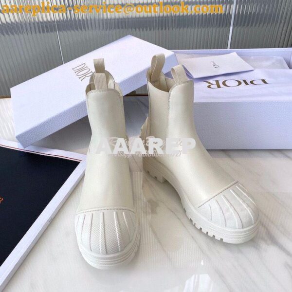 Replica Dior Iron Ankle Boot in White Rubber and Calfskin KDI646 5