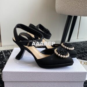 Replica Dior Rose Pump Black Grosgrain and White Resin Pearls Heel 7.5 2