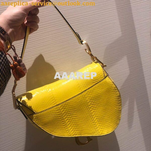 Replica Dior Saddle Bag in Python Leather Yellow 10