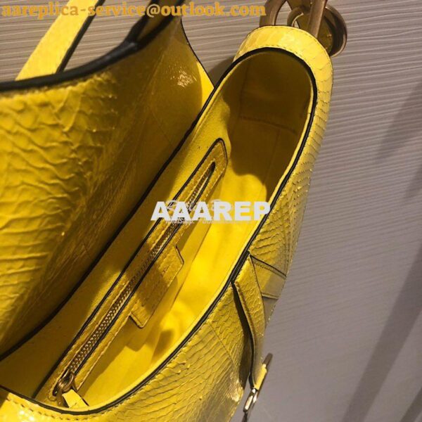 Replica Dior Saddle Bag in Python Leather Yellow 12