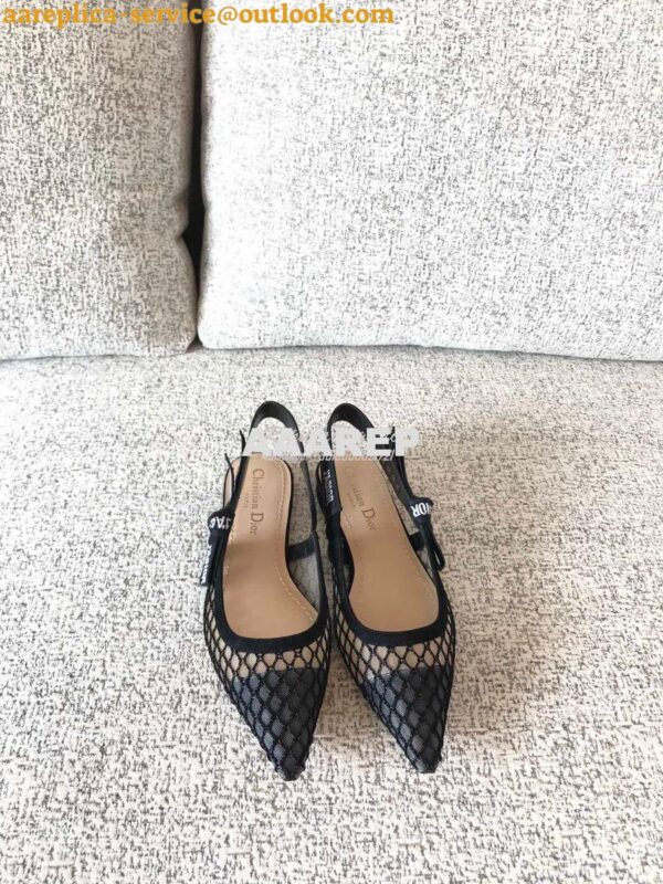 Replica Dior J'adior Ballerina Flat & Slingback Pumps Black Mesh 4